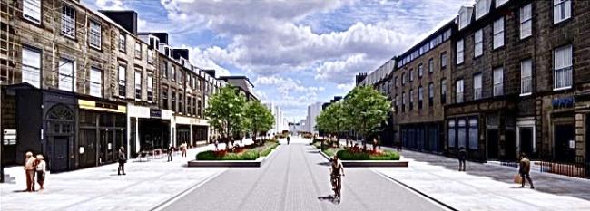 Artist's visualisation of George Street with trees.