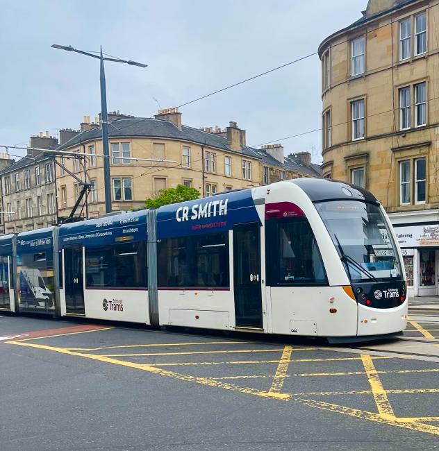 Tram travelling north into Spurtleshire.