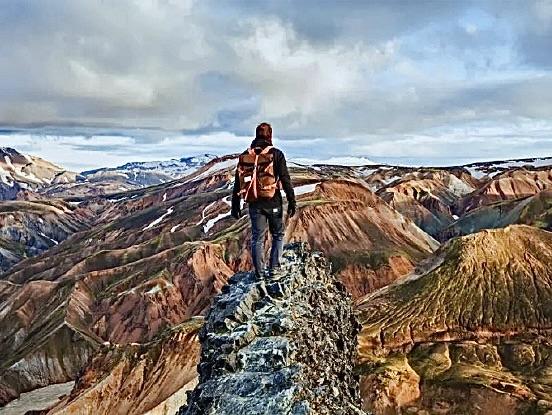 Man on a crag.