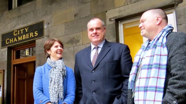 Successful campaigners outside City Chambers